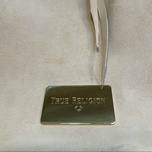 TRUE RELIGION Backpack Beach Bag Drawstring Suede and Mesh Waterproof Liner - Picture 3 of 9